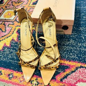 EUC Simmi London Nude Leopard Print High Heels EU 37/6